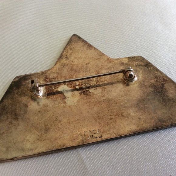 VTG Silver Alpaca Mexico Black Onyx Abalone Shell Bird pin brooch - Picture 3 of 4